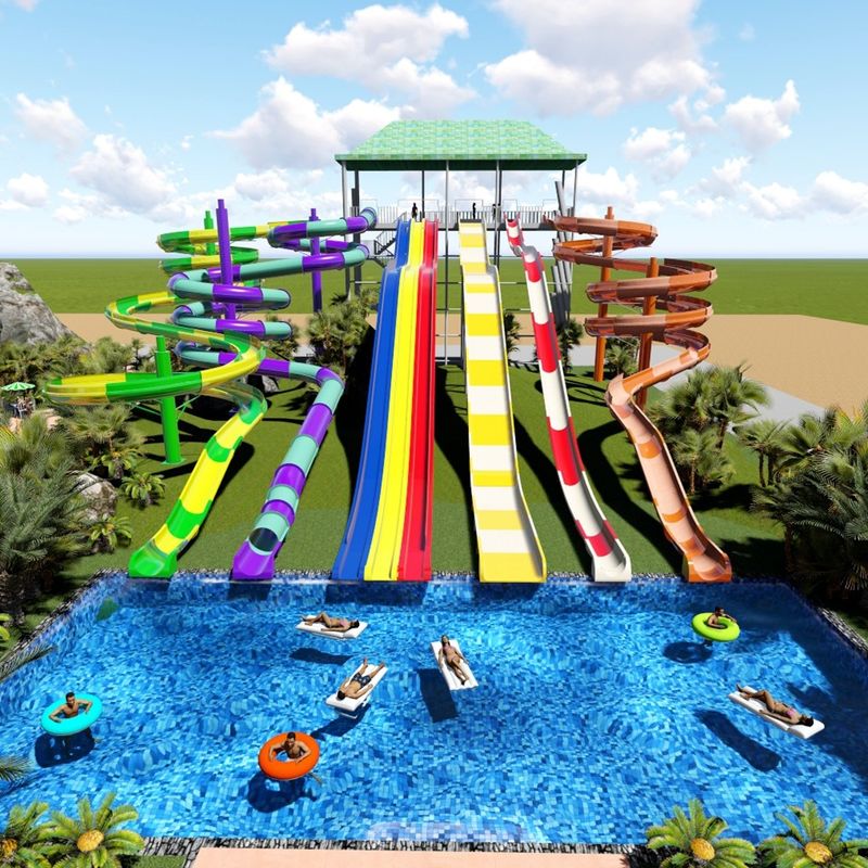 Family Friendly Adults Big Water Park Slide For Amusement Park 50-100 Meters Length