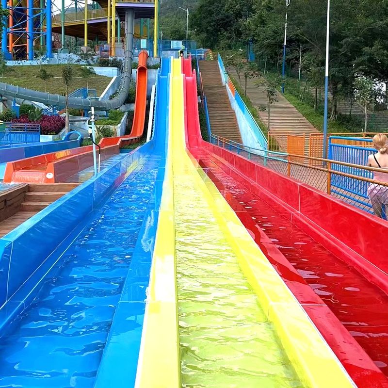 Multi Lane Racing Water Slide For Aqua Water Park With Rainbow Colors