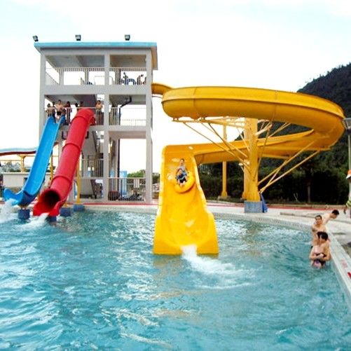 OEM Outdoor Water Park Fiberglass Water Slide Custom Colors Adult Body Sliding To Pool Fun