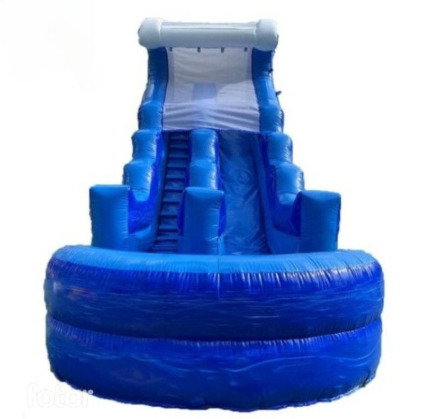 New Arrival inflatable blue dry slide for rental, outdoor inflatable two lane slide for kids