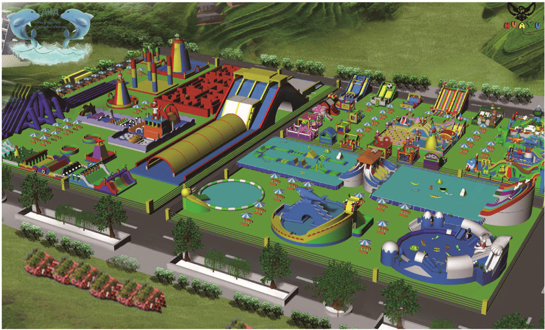 Custom Color Outdoor Recreation Inflatable Water Park For Adults